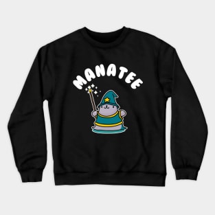 Manatee Magician Kawaii Fantasy Pun Crewneck Sweatshirt